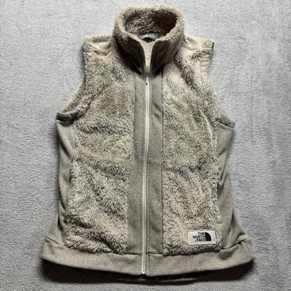 The North Face Vest Womens Medium Osito Taupe Beige High Pile Fleece EUC